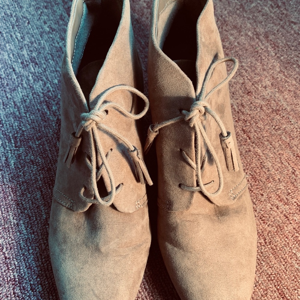Taupe Lace Up  Ankle Booties